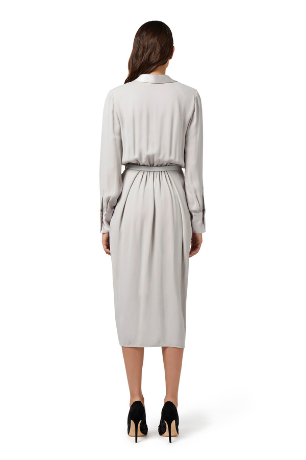 Midi wraparound dress in viscose georgette fabric - Elisabetta Franchi® Outlet