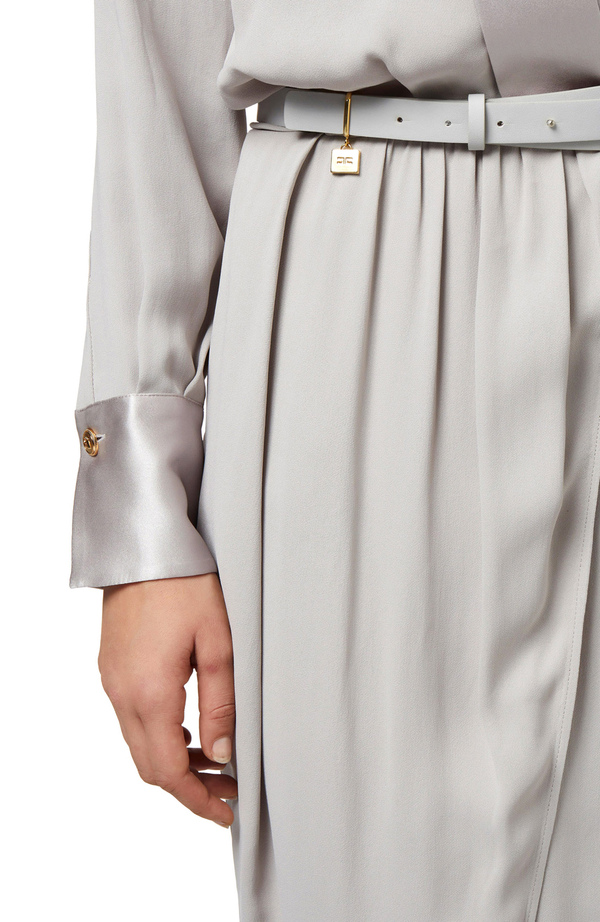Midi wraparound dress in viscose georgette fabric - Elisabetta Franchi® Outlet