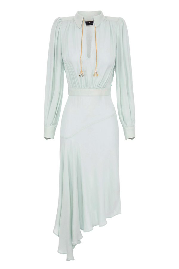 Asymmetrisches Hemdblusenkleid aus Georgette - Elisabetta Franchi® Outlet