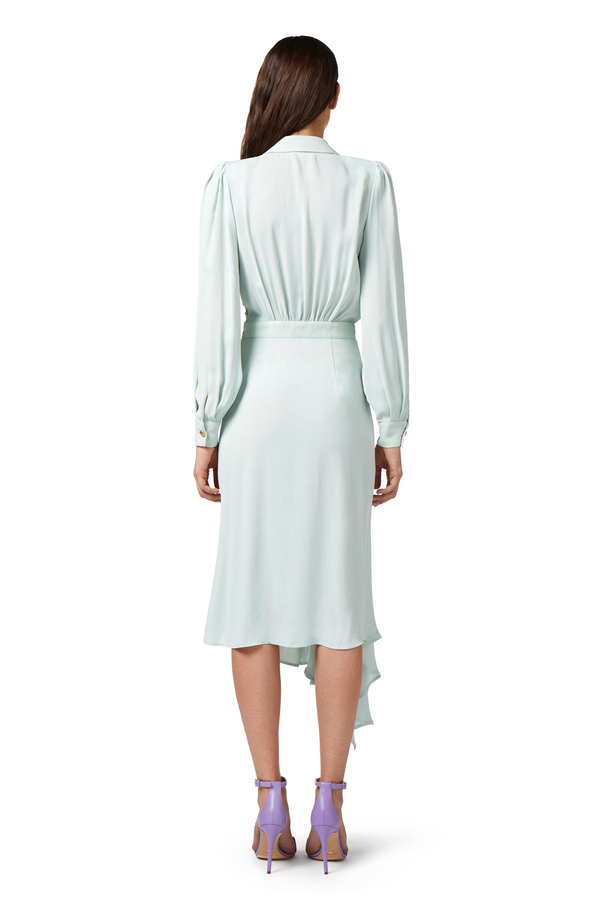 Asymmetrisches Hemdblusenkleid aus Georgette - Elisabetta Franchi® Outlet