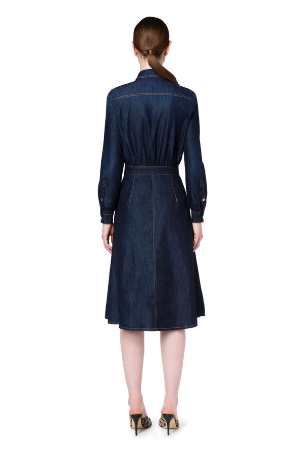 Denim shirt-dress with pockets - Elisabetta Franchi® Outlet