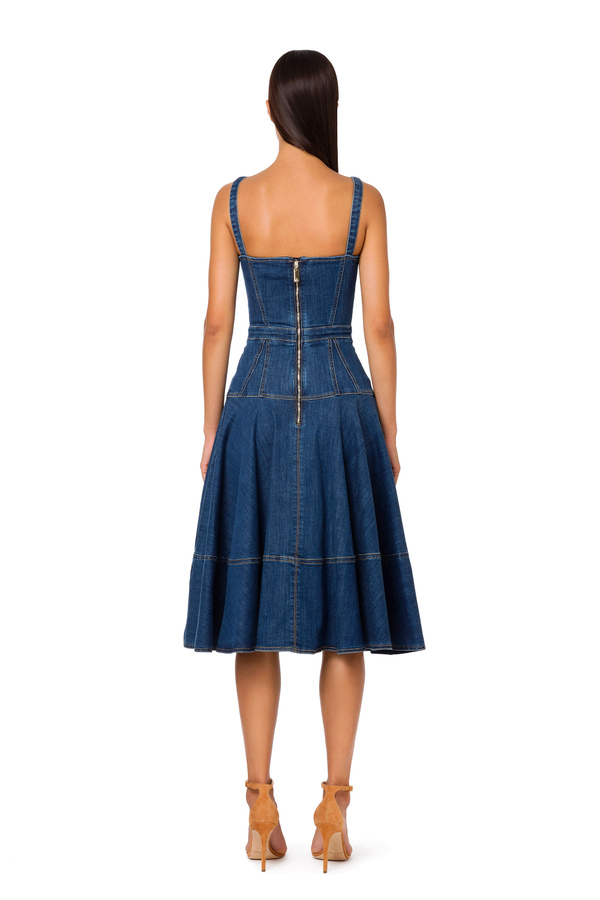 Denim dress with circle skirt - Elisabetta Franchi® Outlet