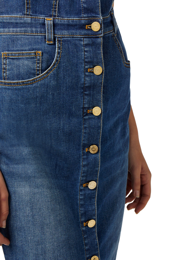Midi-Kleid aus Denim mit Knopfleiste - Elisabetta Franchi® Outlet