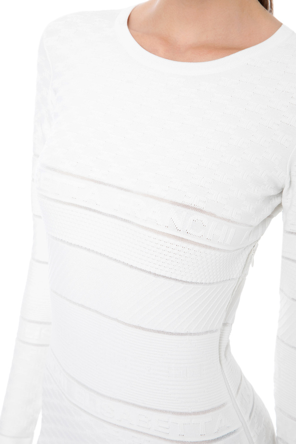Robe en maille longuette avec logo en relief - Elisabetta Franchi® Outlet