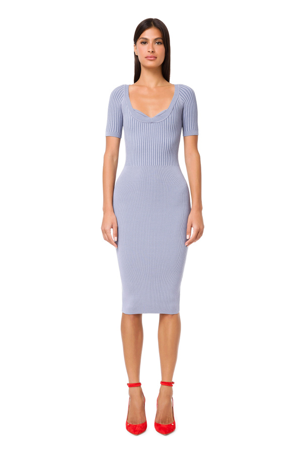 Short-sleeved knit pencil dress - Elisabetta Franchi® Outlet