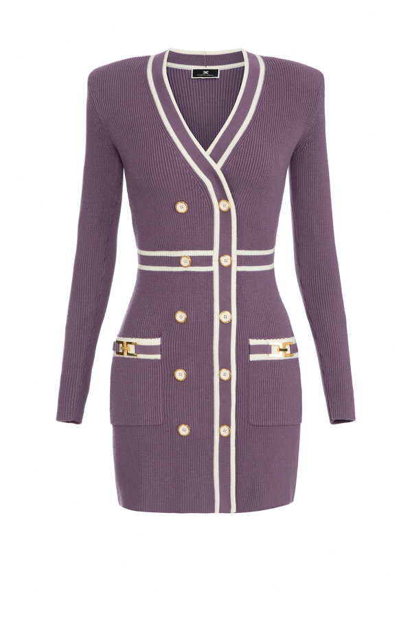 Robe-manteau en tricot avec mors à logo - Elisabetta Franchi® Outlet