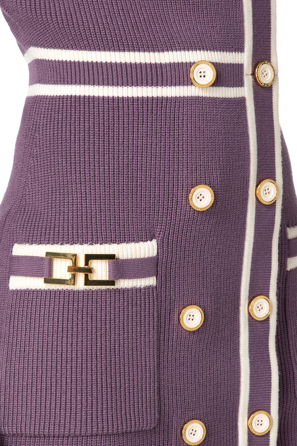 Robe-manteau en tricot avec mors à logo - Elisabetta Franchi® Outlet