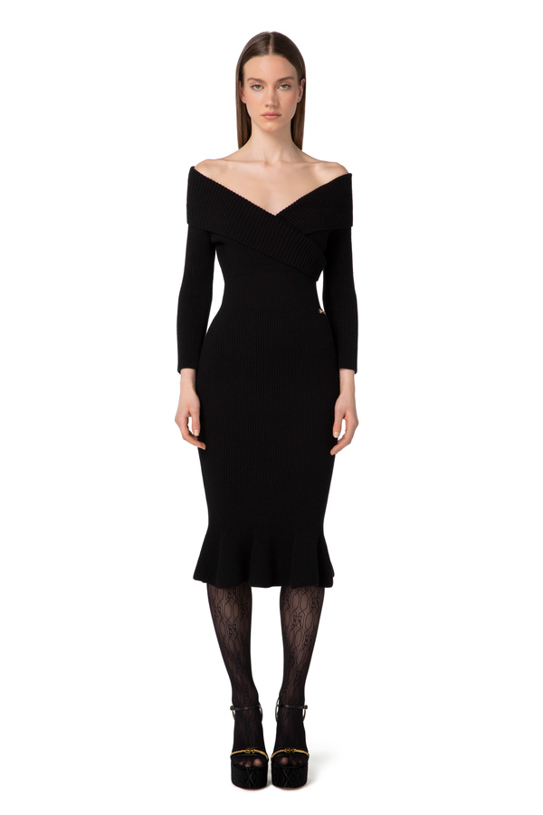 Abito in maglia con gonna godet - Elisabetta Franchi® Outlet