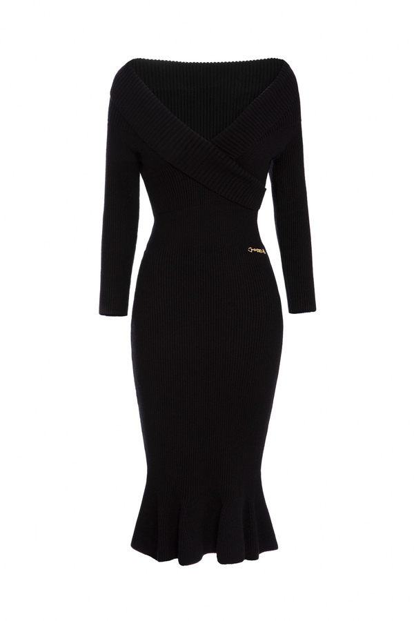 Abito in maglia con gonna godet - Elisabetta Franchi® Outlet