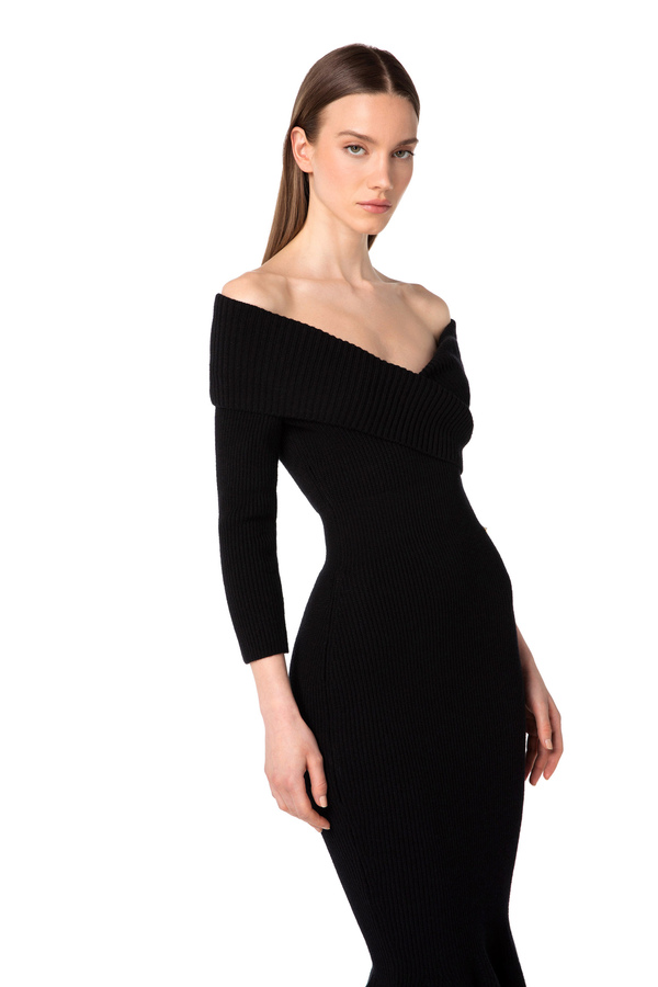 Abito in maglia con gonna godet - Elisabetta Franchi® Outlet