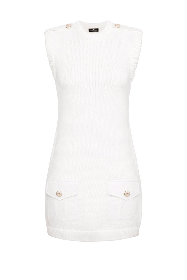 Sleeveless mini dress with gold buttons - Elisabetta Franchi® Outlet