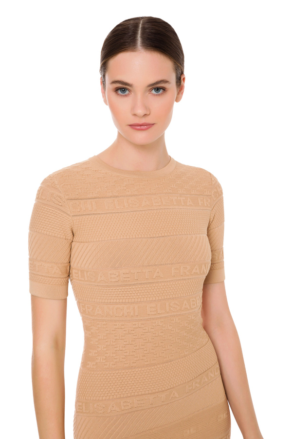 Elisabetta Franchi logo knit mini dress - Elisabetta Franchi® Outlet