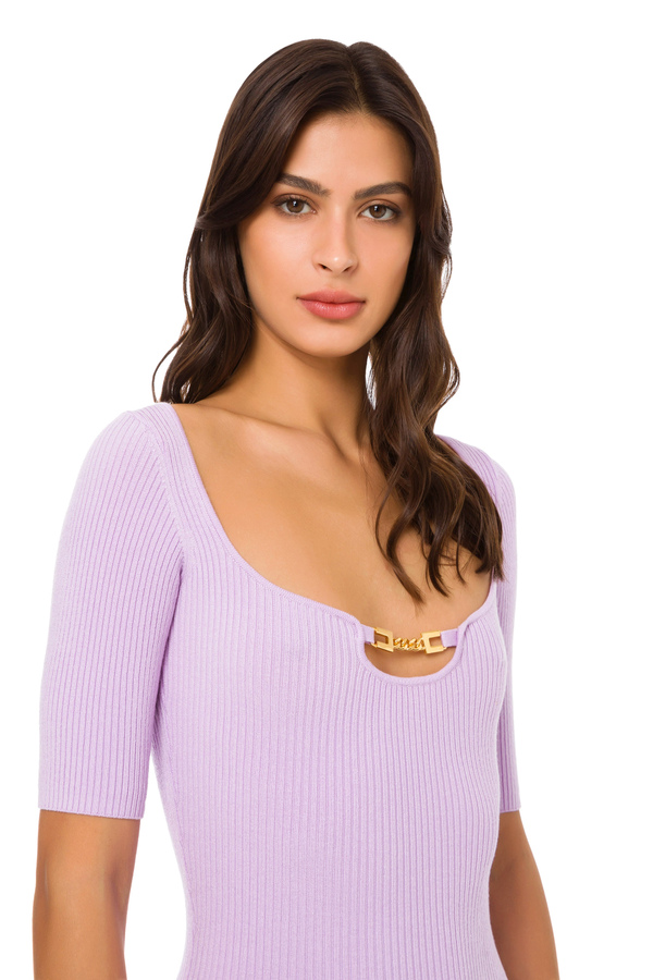 Mini dress in knit fabric with horsebit - Elisabetta Franchi® Outlet