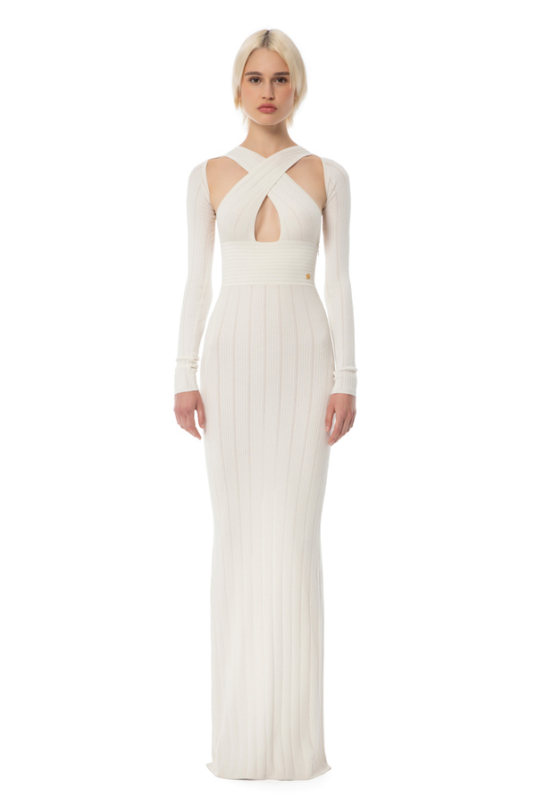 Red Carpet knit dress with slit - Elisabetta Franchi® Outlet