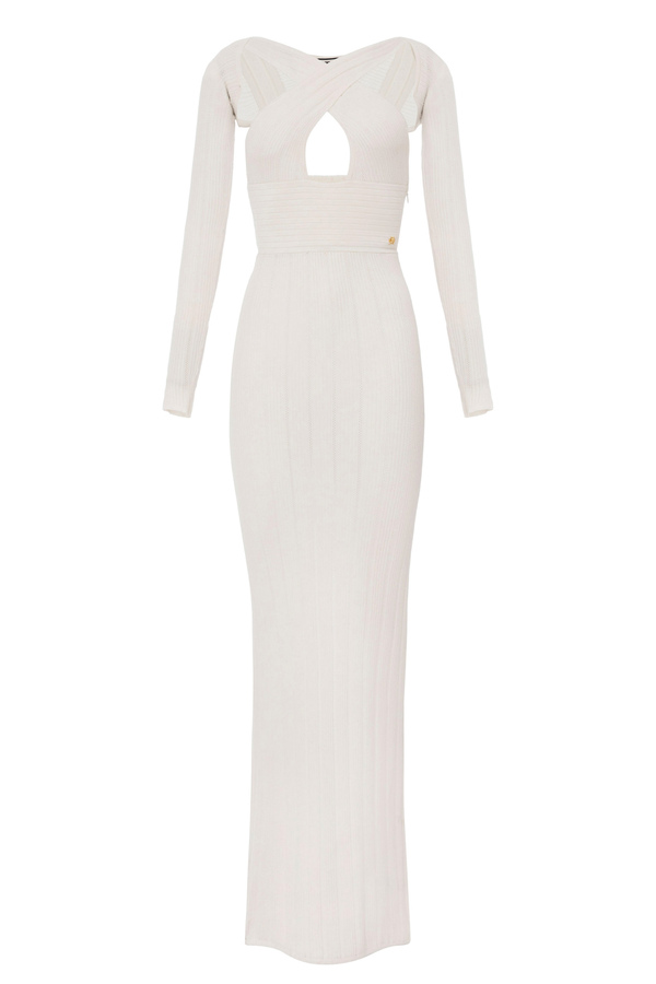 Red Carpet knit dress with slit - Elisabetta Franchi® Outlet