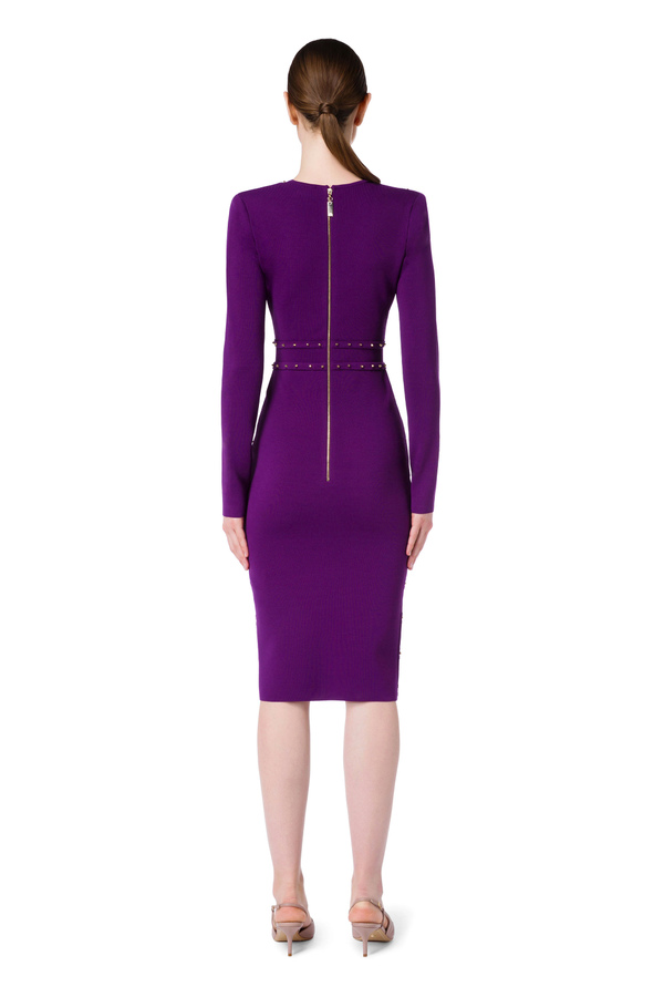 Knit sheath dress with small gold studs - Elisabetta Franchi® Outlet