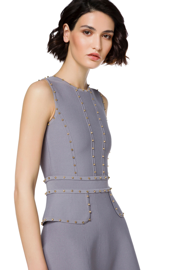 Sleeveless mini dress with small gold studs - Elisabetta Franchi® Outlet