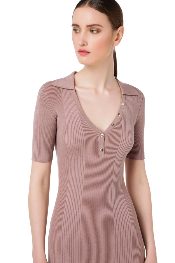 Knitted short sleeve mini dress - Elisabetta Franchi® Outlet