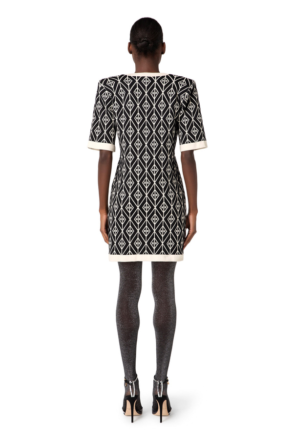 Diamond-patterned knit mini-dress - Elisabetta Franchi® Outlet