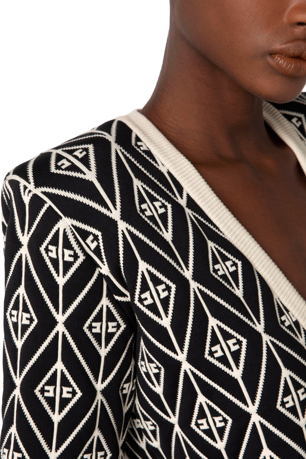 Diamond-patterned knit mini-dress - Elisabetta Franchi® Outlet