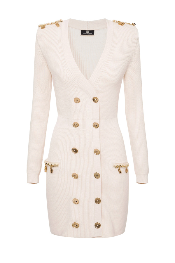 Robe manteau dress in knit fabric with safari charms - Elisabetta Franchi® Outlet