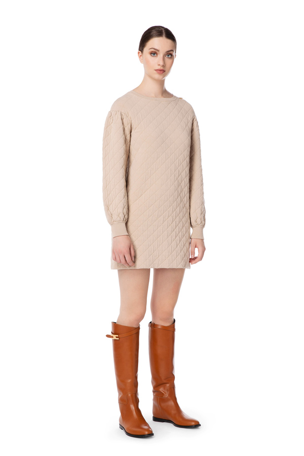 Quilted dress with puff sleeves - Elisabetta Franchi® Outlet