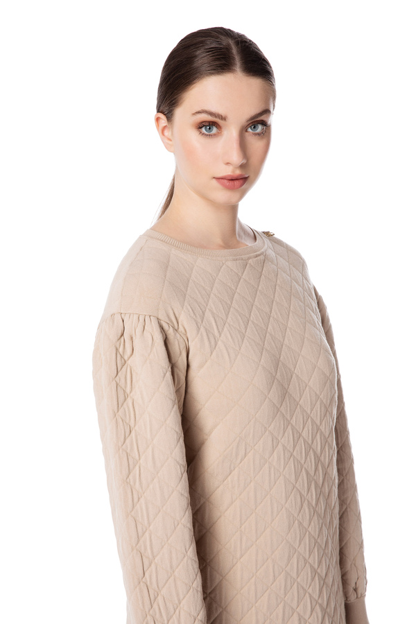 Quilted dress with puff sleeves - Elisabetta Franchi® Outlet