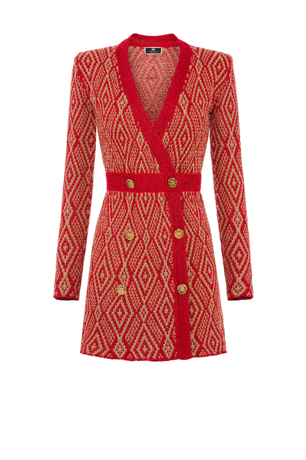 Coat dress with ethnic diamond pattern - Elisabetta Franchi® Outlet
