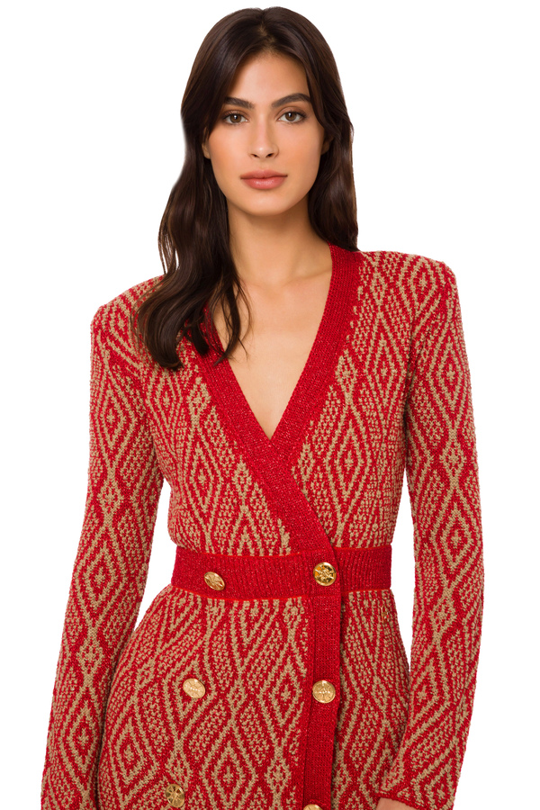 Coat dress with ethnic diamond pattern - Elisabetta Franchi® Outlet