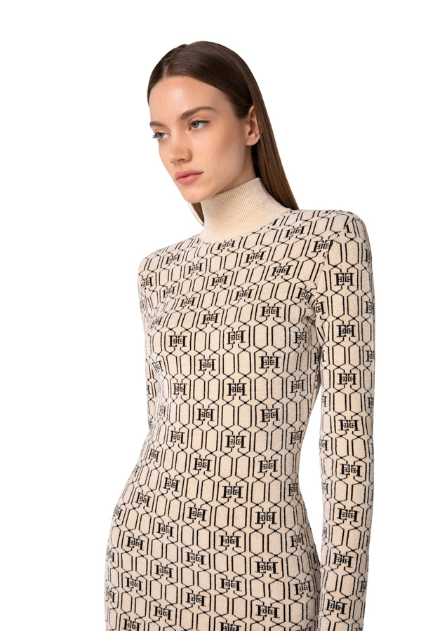 Mini-dress in geometric pattern chenille - Elisabetta Franchi® Outlet