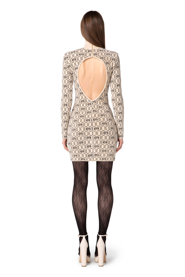 Mini-dress in geometric pattern chenille - Elisabetta Franchi® Outlet