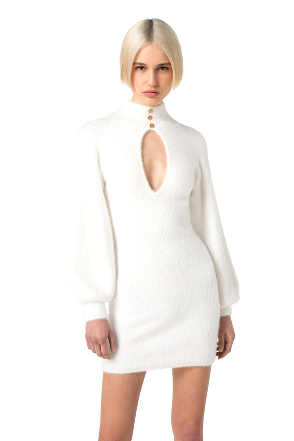 Lapin effect wool mini-dress - Elisabetta Franchi® Outlet