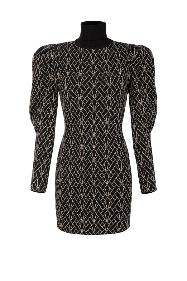 Miniabito in viscosa e lurex con motivo geometrico - Elisabetta Franchi® Outlet