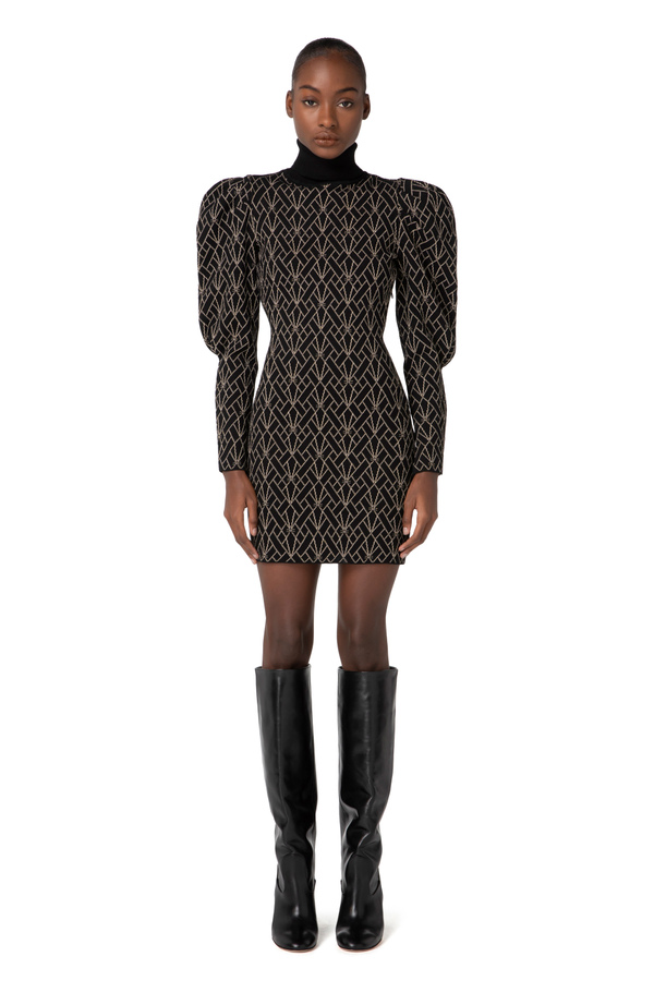 Miniabito in viscosa e lurex con motivo geometrico - Elisabetta Franchi® Outlet