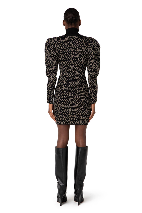 Miniabito in viscosa e lurex con motivo geometrico - Elisabetta Franchi® Outlet