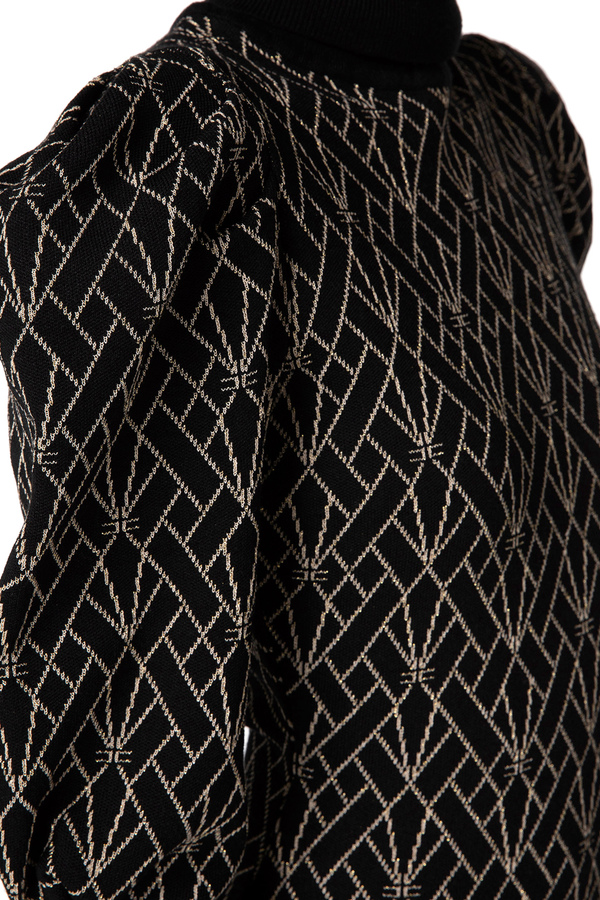 Mini-dress in viscose and lurex with geometric motif