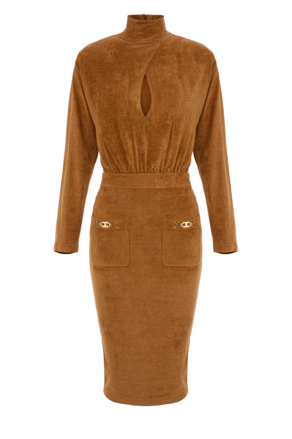 Chenille sheath dress with pockets - Elisabetta Franchi® Outlet