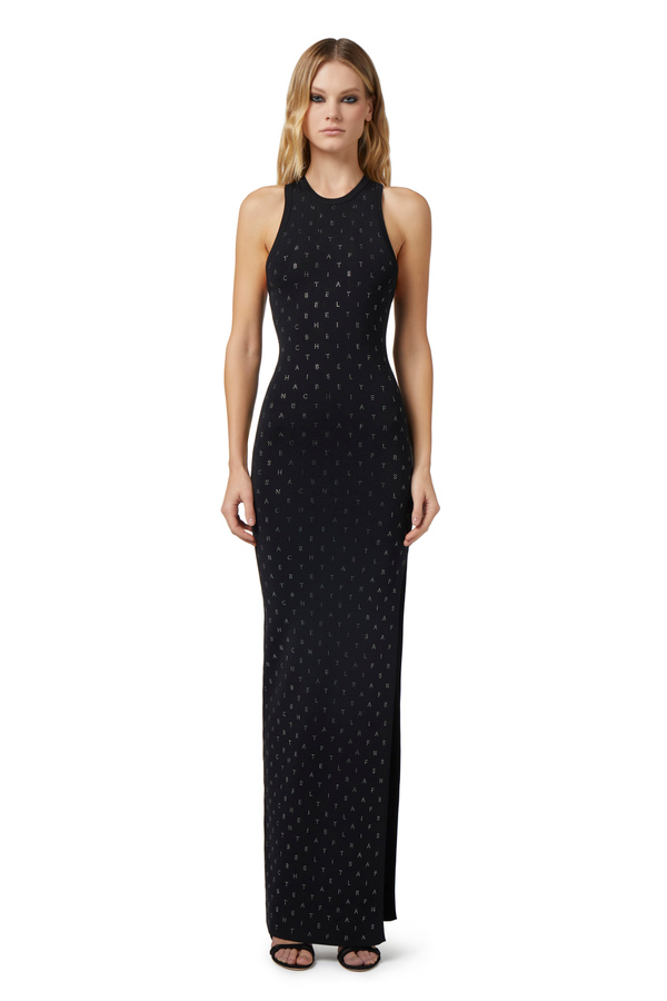 Red Carpet-Kleid aus Viskose mit Strass-Lettering - Elisabetta Franchi® Outlet