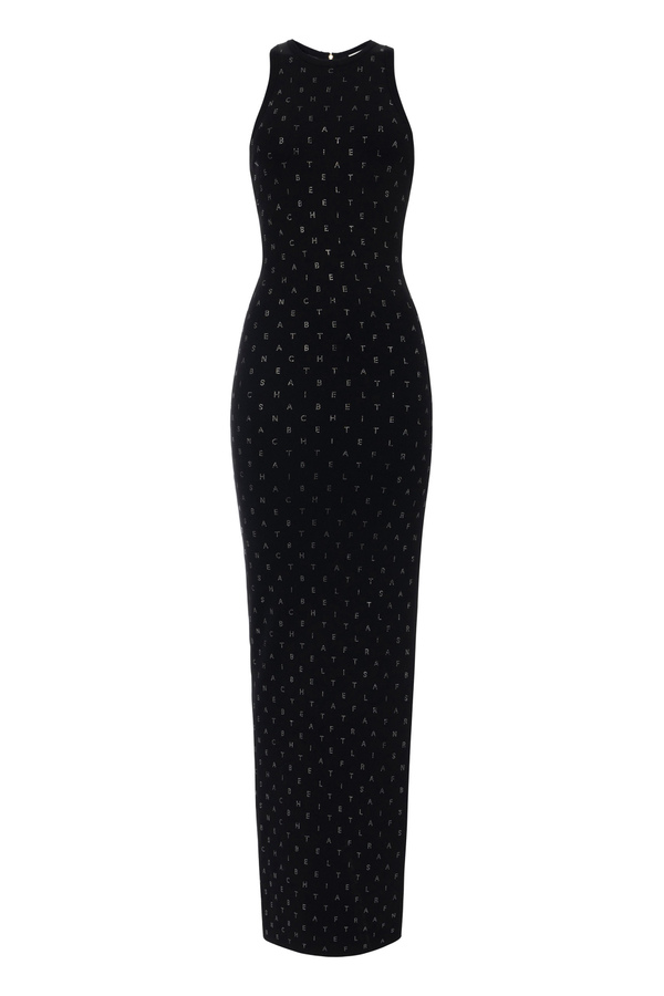 Red Carpet-Kleid aus Viskose mit Strass-Lettering - Elisabetta Franchi® Outlet