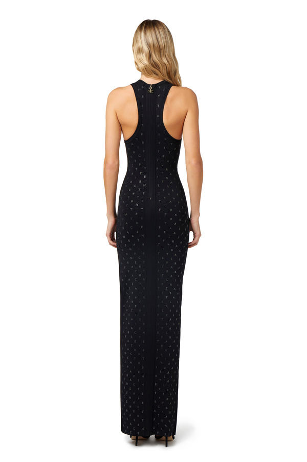 Red Carpet-Kleid aus Viskose mit Strass-Lettering - Elisabetta Franchi® Outlet
