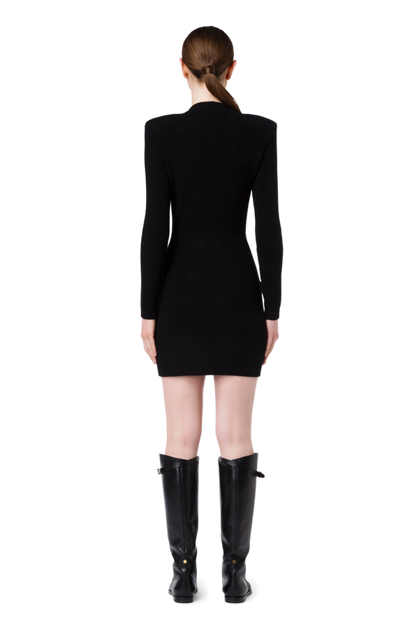 Knit coat dress with gold accessories - Elisabetta Franchi® Outlet