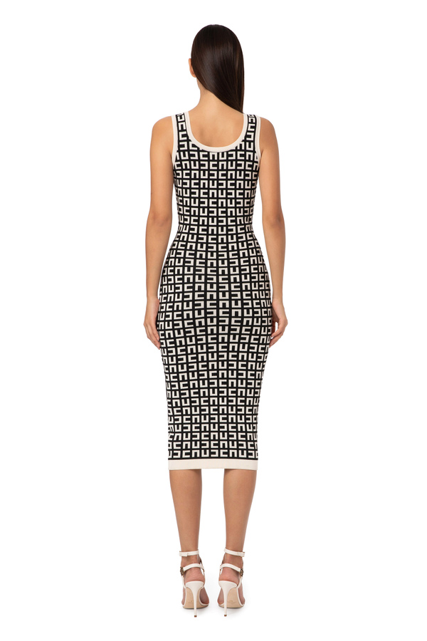 Calf-length dress with maze pattern - Elisabetta Franchi® Outlet