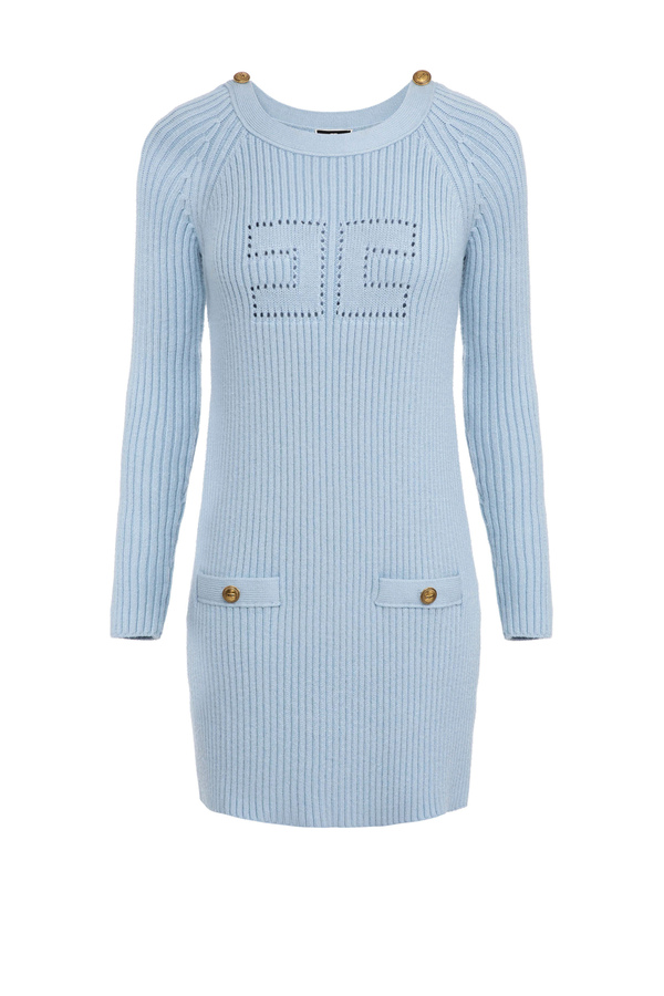 Mini dress in knit fabric and perforated logo - Elisabetta Franchi® Outlet