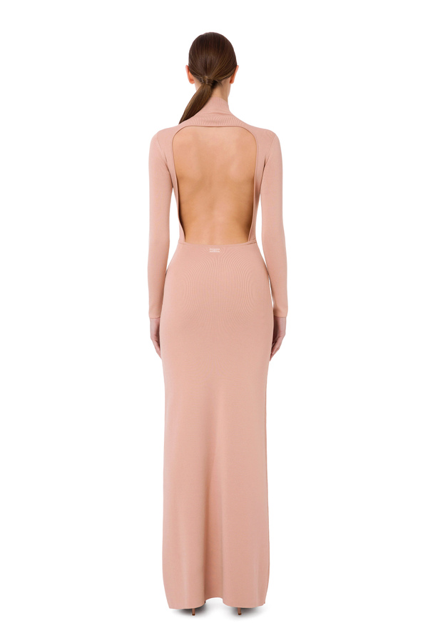 Red Carpet dress in viscose fabric with wide open neckline on the back - Elisabetta Franchi® Outlet
