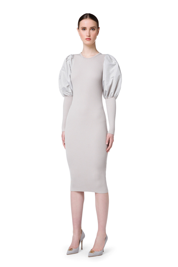 Knit pencil dress with balloon sleeves - Elisabetta Franchi® Outlet