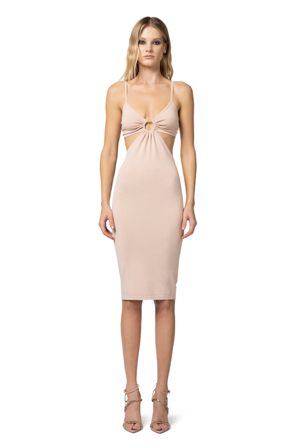 Viscose midi dress with ring - Elisabetta Franchi® Outlet