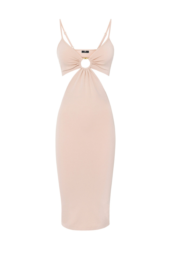 Viscose midi dress with ring - Elisabetta Franchi® Outlet