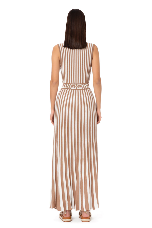 Red carpet dress with two-tone pleated skirt - Elisabetta Franchi® Outlet