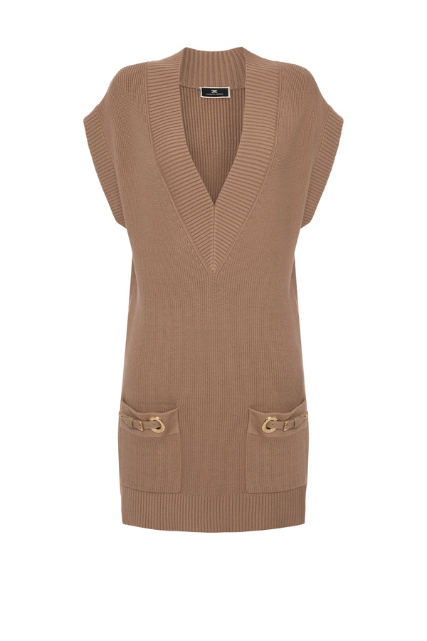 Viscose boxy mini-dress with straps on pockets - Elisabetta Franchi® Outlet