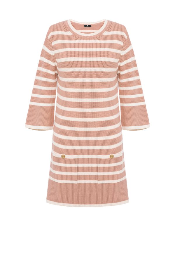 Striped shift dress with buttons - Elisabetta Franchi® Outlet